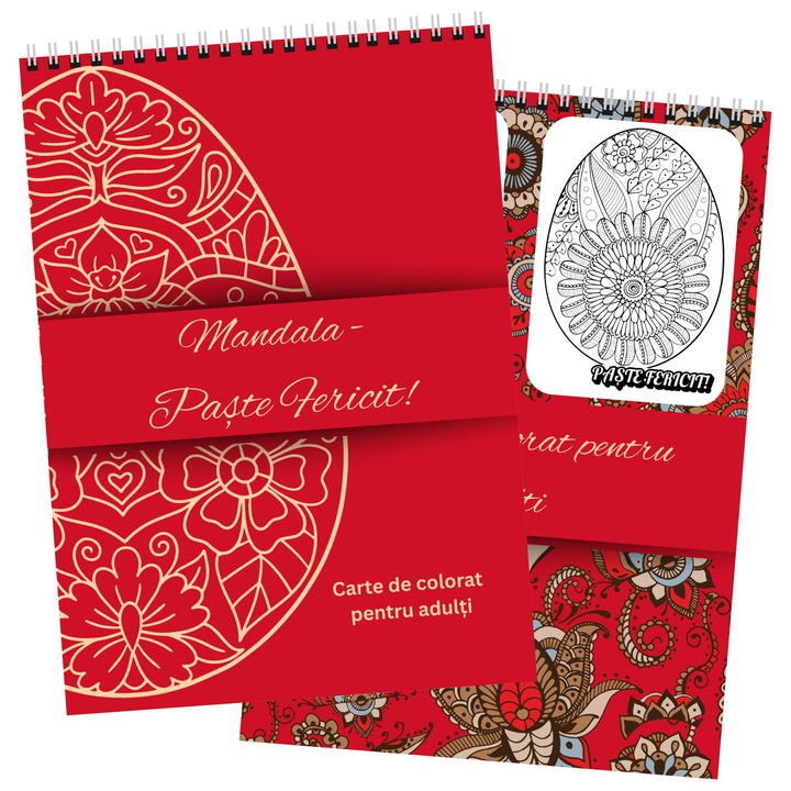 Mandala - Paste Fericit! Carte de colorat pentru adulti, 30 mandale Antistres de Paste