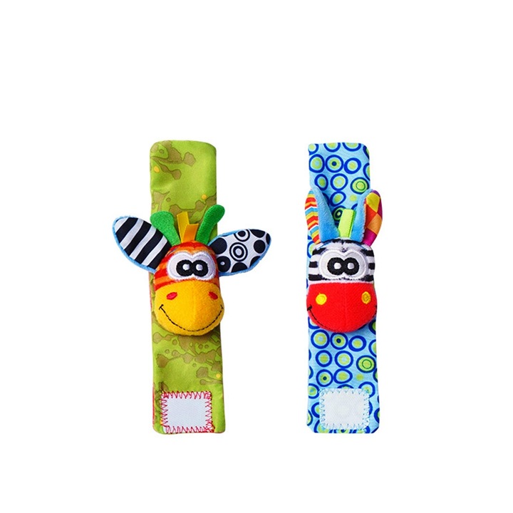 Set jucarii interactive bebelusi TREXORA, sosete cu animale, 2 piese, multicolor, 0-6 luni