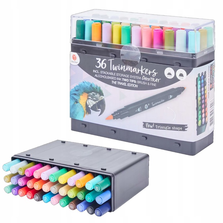 Set markere CARDSPLITTER, 36 buc, cu varf dual, multicolor, pentru desen si colorat