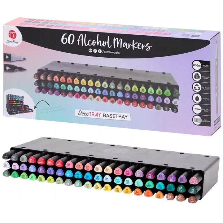 Filctoll készlet, 60 db, CARDSPLITTER, vegyes színek, vékony és ecsethegy