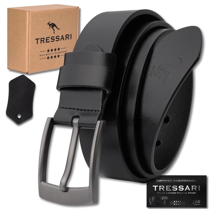 Curea barbateasca neagra din piele naturala TRESSARI