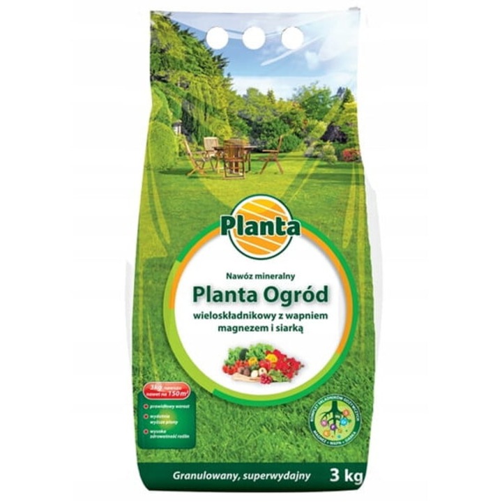 Ingrasamant mineral universal granulat 3 kg Planta, NPK 9-6-11, pentru toate plantele din gradina