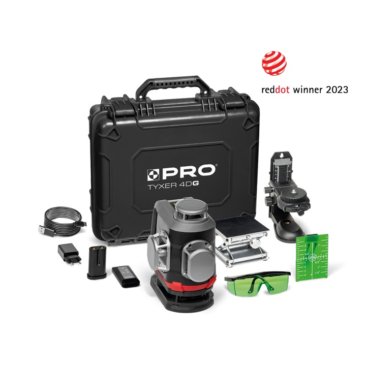 Laser multifunctional, PRO, TYXER 4DG, 4 planuri 360, verde