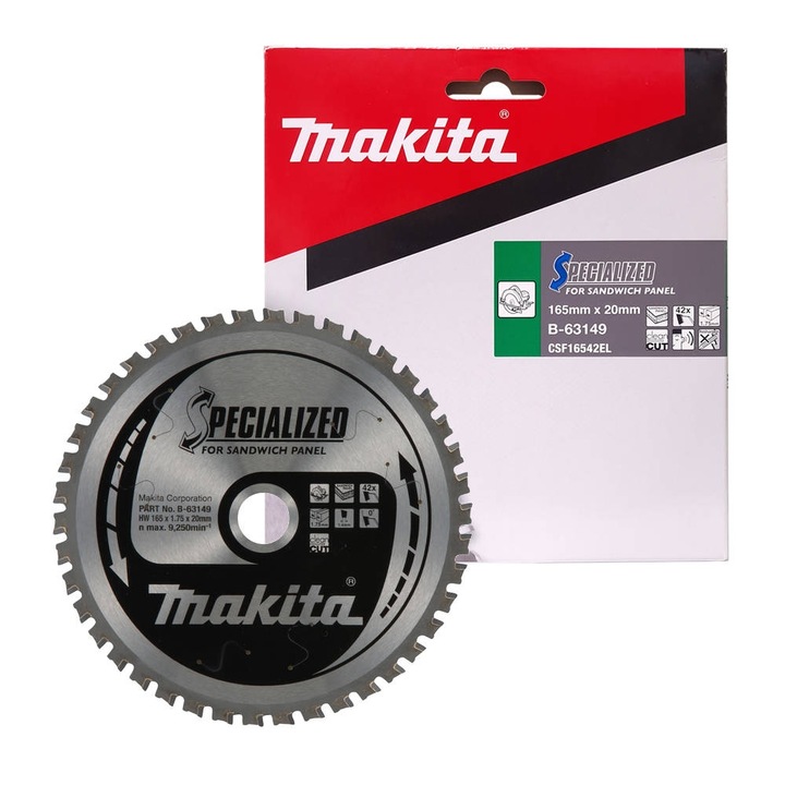 Disc de taiere Makita 165x20mm 42Z pentru panouri sandwich, groase 1,75mm, specializat