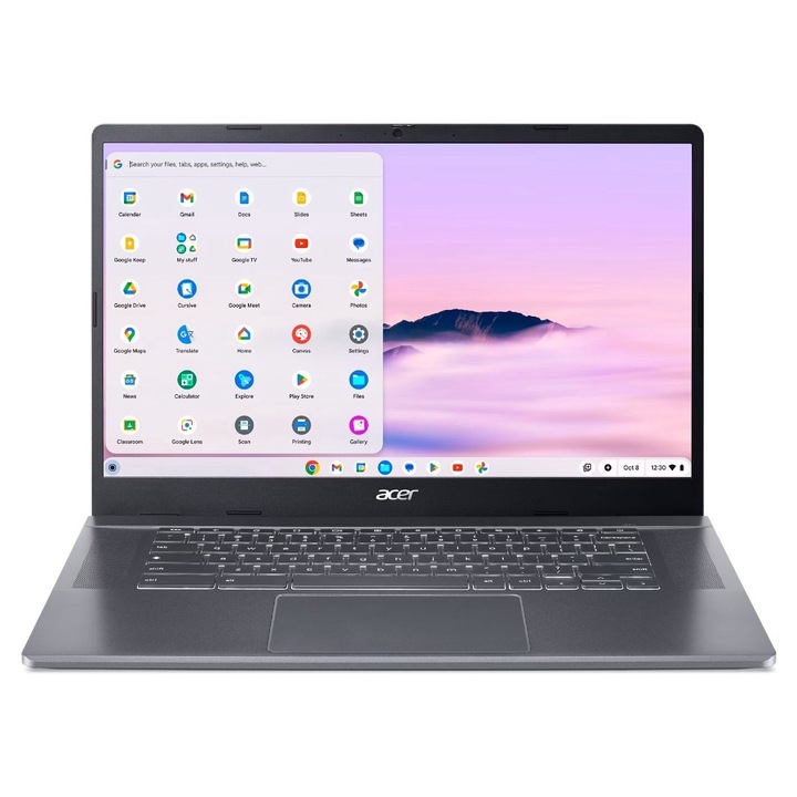 Acer Chromebook Plus 515 laptop, 15,6 hüvelykes, Intel® Core™ i5 1235U 4,4 GHz-ig, 8 GB RAM LPDDR5x, 512 GB SSD, Intel Iris Xᵉ Graphics, Free Dos, szürke LPDDR5x