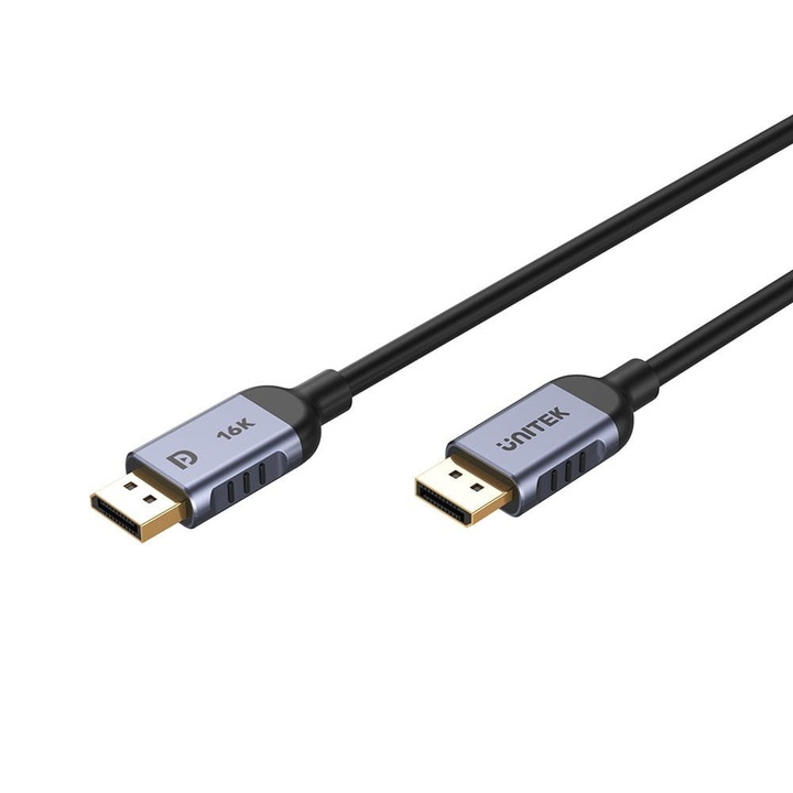 Unitek DisplayPort 2.1 kábel, 3m, 7680x4320px, 240Hz, fekete/szürke