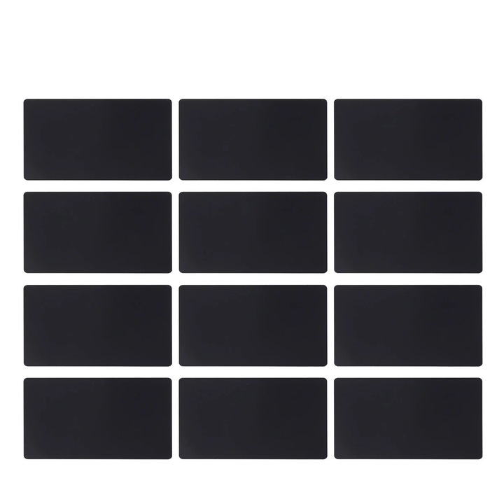 Set 50 bucati placi de aluminiu anodizat subtiri, 8.50x5.50x0.02cm, negru, pentru gravare CNC