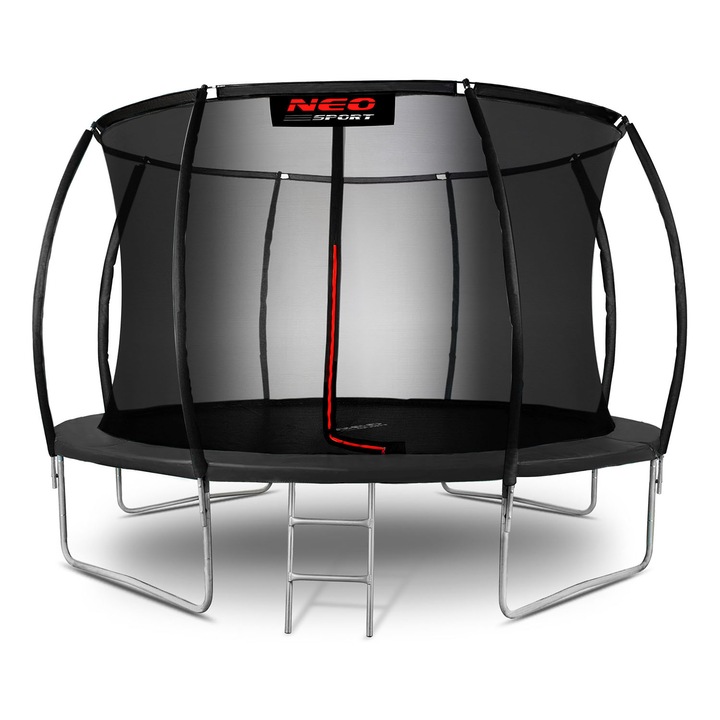 Градински батут, Neo-Sport, 435 см, с предпазна мрежа, 4 двойни крака, метална стълба