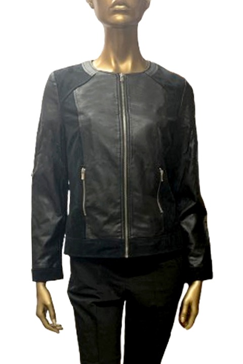 Дамско кожено яке ETAM 475505-BK-42 8801-5, Еко кожа, Два джоба, 42, Черен