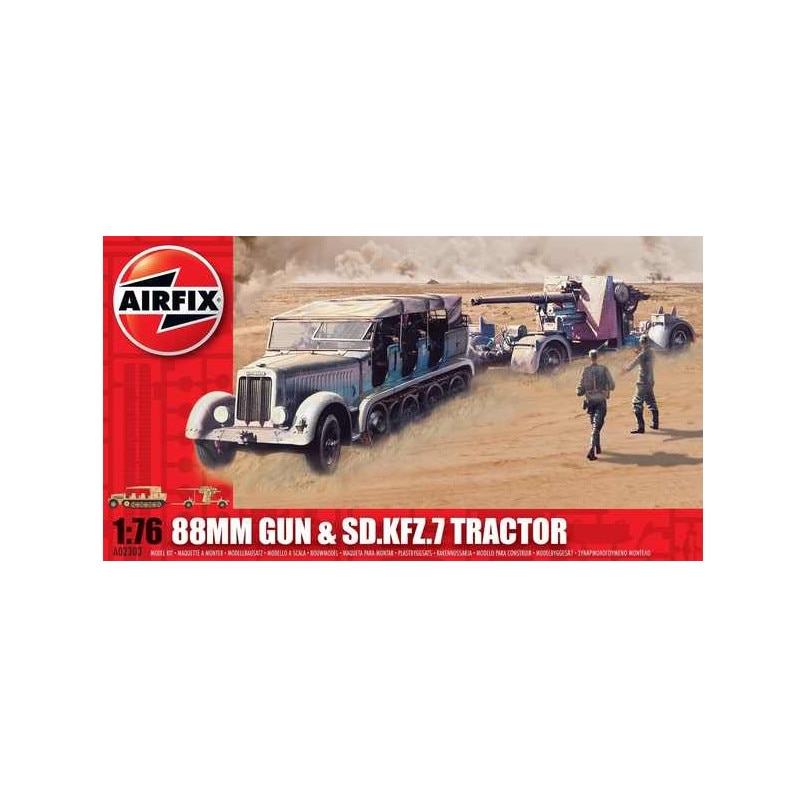 Kit constructie Airfix Tun antitanc 88mm Gun SD KFZ Tractor AF02303