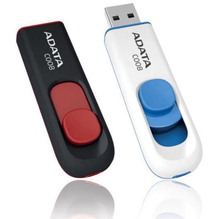 USB флаш памет A-DATA C008, 64G,USB2.0,бяла/черна