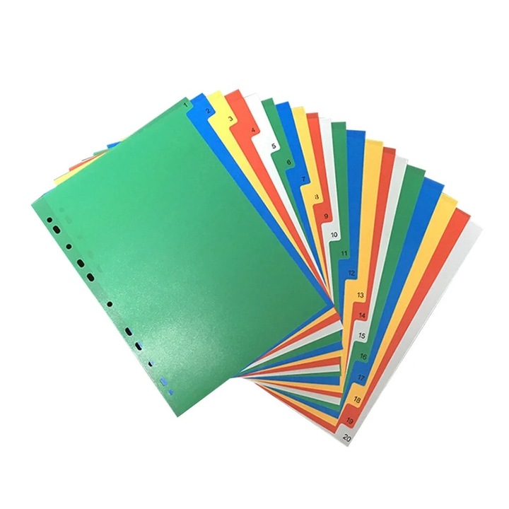 Set 40 Divizoare colorate, A4, Hartie, 30x22.5cm, Multicolor