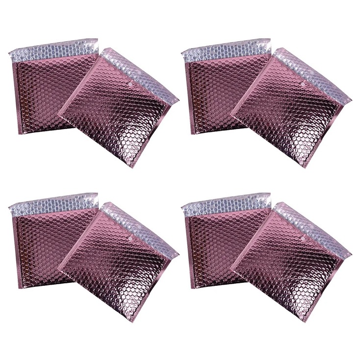 Plicuri cu bule din film aluminiu, set de 25 bucati, roz auriu, 20x15x0.2cm