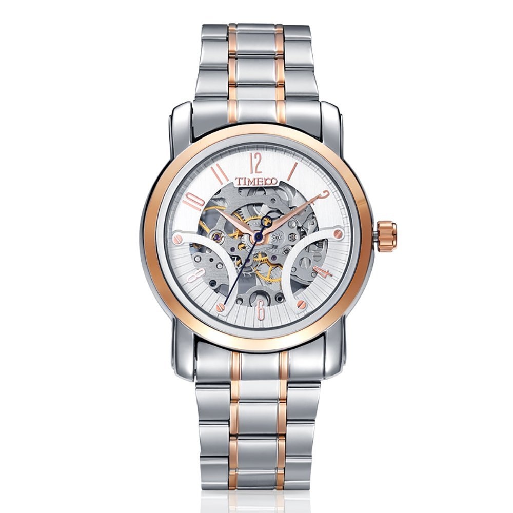 Ceas automatic elegant skeleton argintiu rosegold Palladium Time