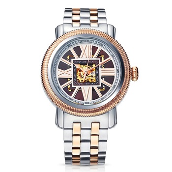 Ceas automatic skeleton elegant argintiu rosegold cu bratara Centrum Time Ceas automatic skeleton elegant argintiu rosegold cu bratara Centrum Time