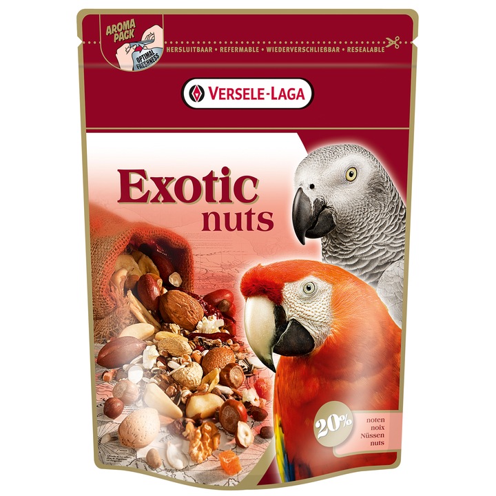 Hrana pentru papagali Versele Laga Prestige Premium Parrots Exotic Nuts Mix, 750g