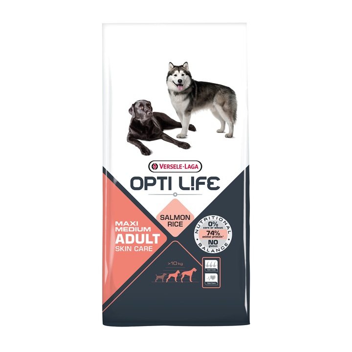 Суха храна за кучета Versele Laga Opti Life, Adult Skin Care Medium & Maxi, 12,5 кг
