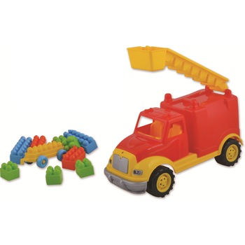 Masina pompieri 30 cm cu 36 piese constructie, in cutie, Ucar Toys Masina pompieri 30 cm cu 36 piese constructie, in cutie, Ucar Toys