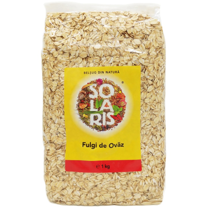 Fulgi de Ovaz integrali, 100% naturali, fara aditivi, fara zahar, fara chimicale, 1kg, Solaris Plant