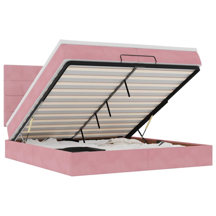 vidaXL Ottomán ágykeret matracokkal Rózsaszín 200x200cm bársony 3313498