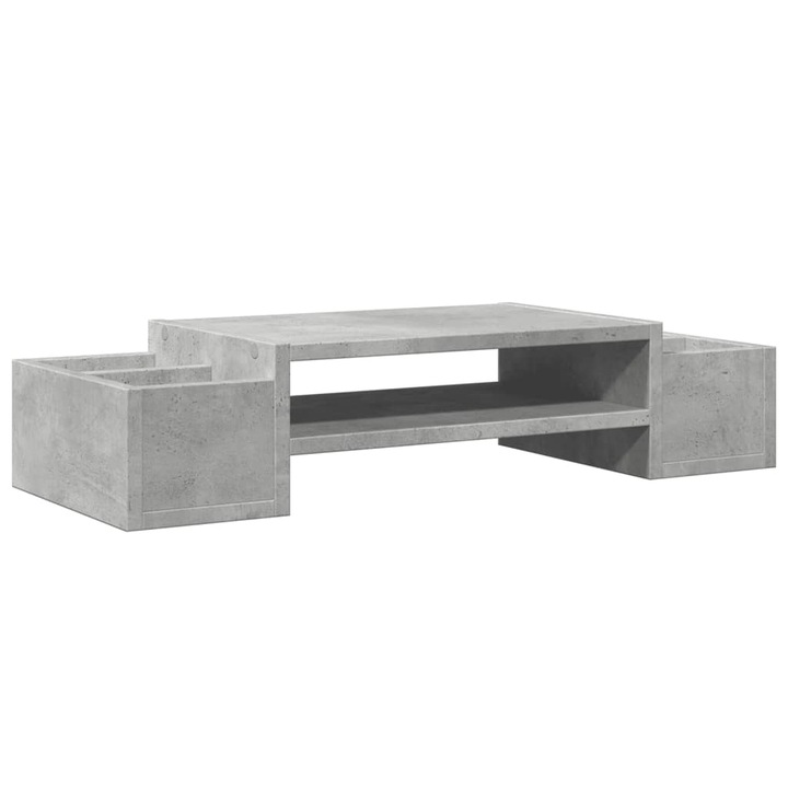 Поставка за монитор за съхранение vidaXL, бетонно сив, 70x27x15 см, 3kg