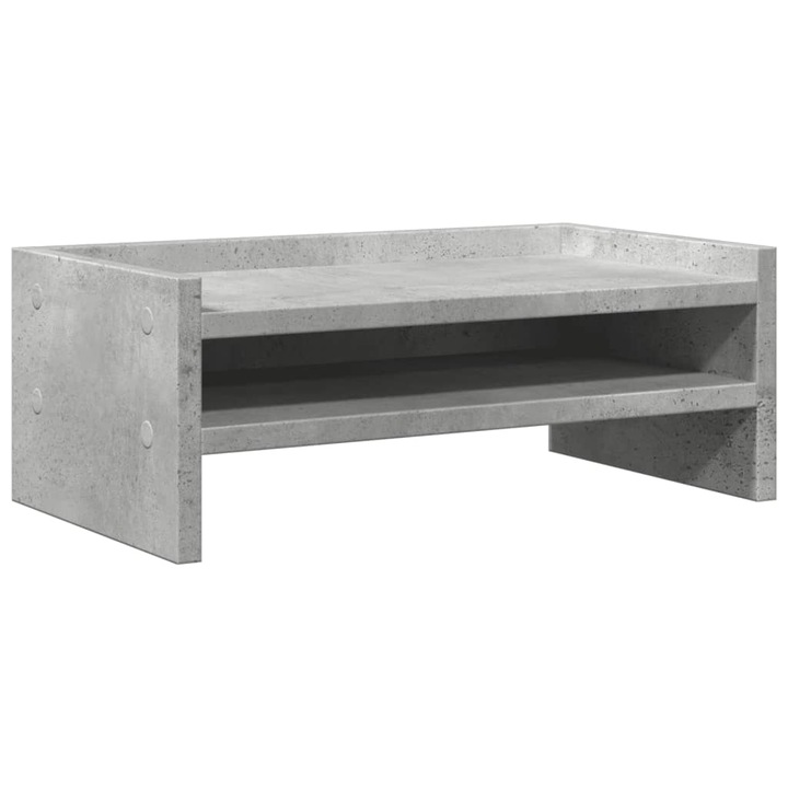 Suport de monitor vidaXL, gri beton, 42x24x16 cm, lemn prelucrat