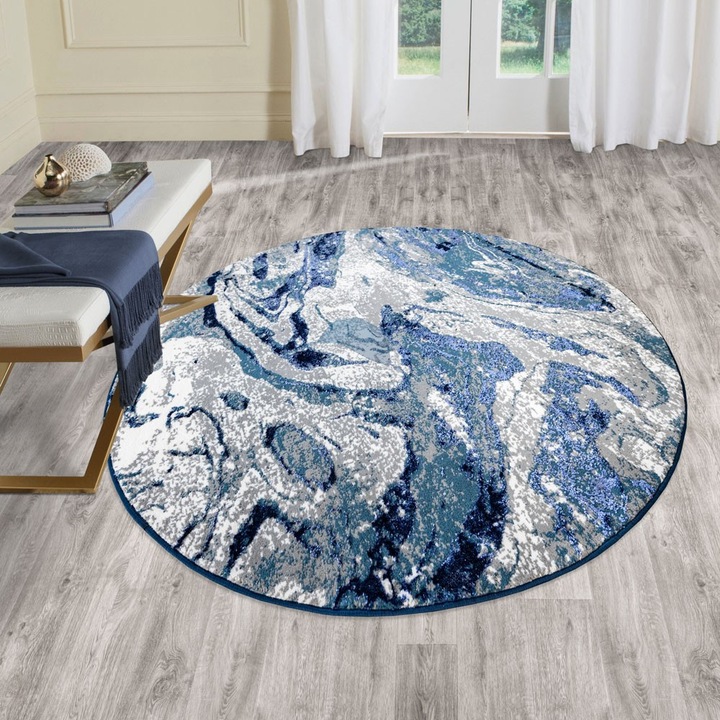 Modern szőnyeg Mykonos 7474 (Navy) Kerek 100cm Kék