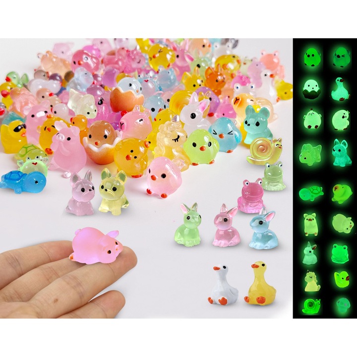 Set 100 animale miniaturale din rasina, multicolor
