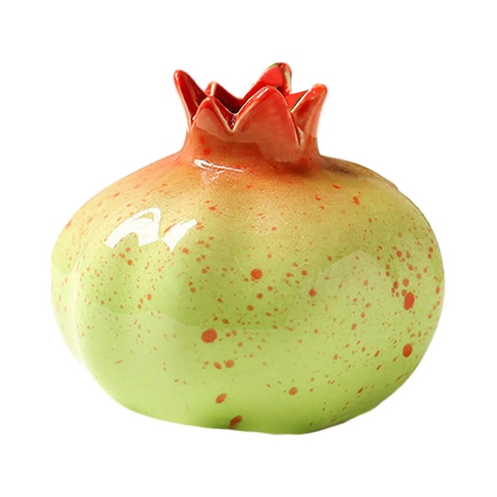 Декоративна керамична ваза във формата на нар 10,5х9см за цветя и хидропоника комплект за офиса и дома