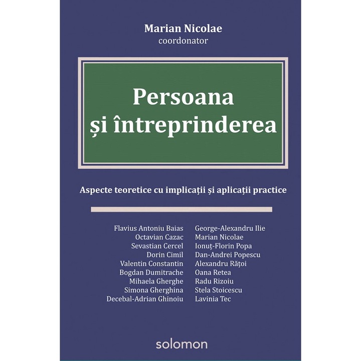 Persoana Si Intreprinderea - Marian Nicolae