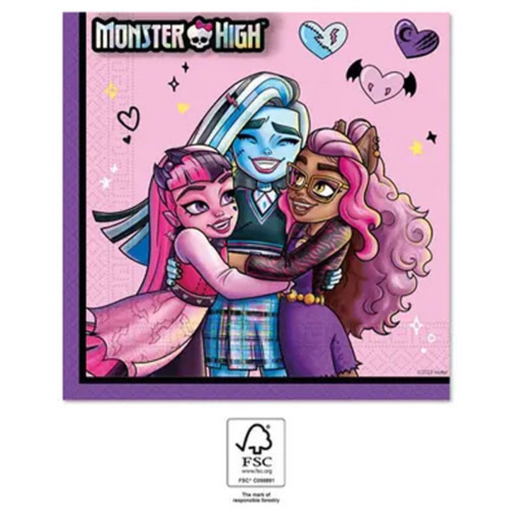 Салфетки Monster High Friends 20 бр 33x33 см FSC