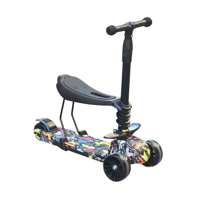 Gyermek roller 3V1, Musical, Fekete, Graffiti