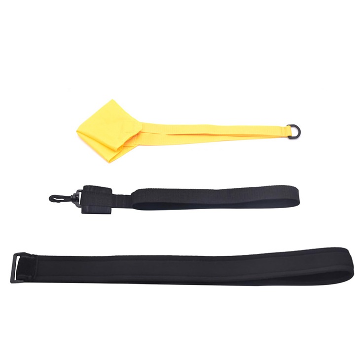 Set echipament antrenament inot Enforose, banda rezistenta, centura ajustabila, parasuta, galben/ negru