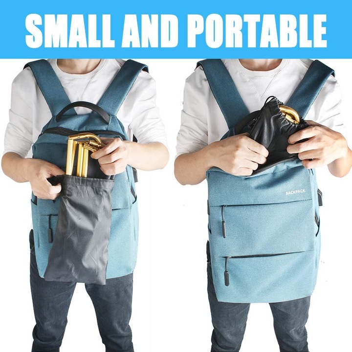 Scaun pliabil camping aluminiu, compact, auriu, 25.4x22x27cm