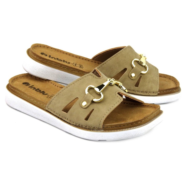 Női flip-flop, Inblu, bőr belső, bézs, eco-bőr