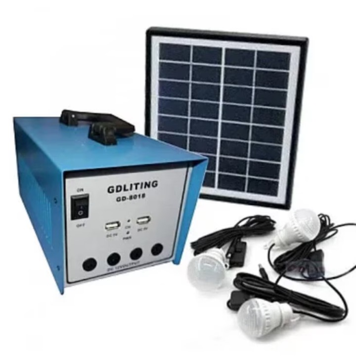 Sistem invertor solar Smart Pulse GD8018, 12V220V, 3 becuri