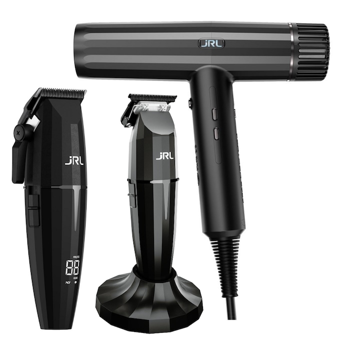 Комплект професионални машинка, тример и сешоар, JRL ONYX Kit 3