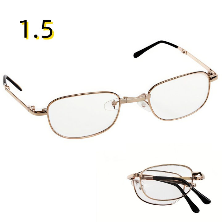 Ochelari de vedere, metalici, dioptrii 1.5, set 1, culoare aurie si neagra