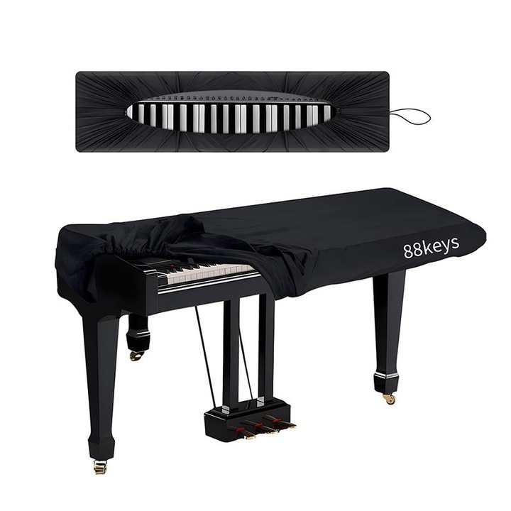 JESWO калъф за електронно пиано с 88 клавиша, водоустойчив, миещ се, черен