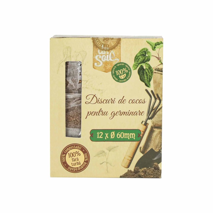 Set 12 pastile de cocos pentru germinare cu diametrul de 60 mm, ideale pentru rasadnite