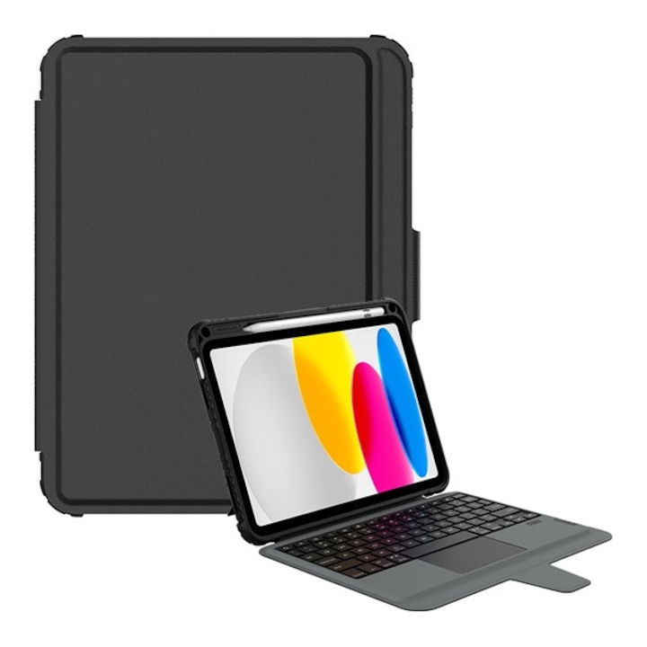 Nillkin bumper combo billentyűzetes defender tabletvédő, mágneses, qwerty, angol nyelvű, ceruza tartó, fekete, kompatibilis: Apple IPAD 11, 2025, / IPAD 10.9, 2022