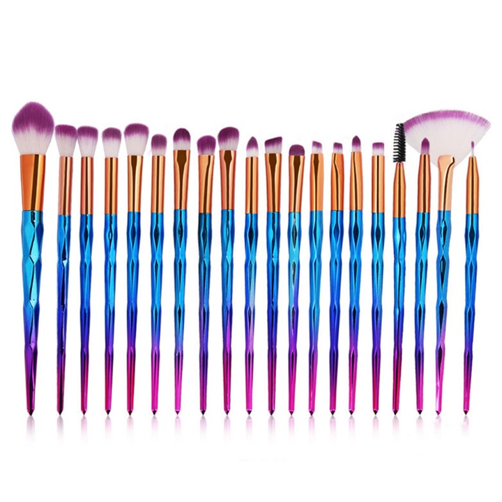 Set pensule machiaj Zeaicos 20 piese multicolor