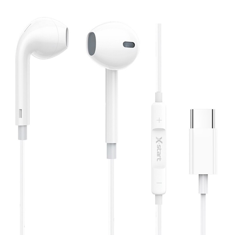 Casti cu Cablu Type-C 120cm, X-Start EJ063, Compatibile iPhone 15/16 si Android, Microfon si Control volum, Alb