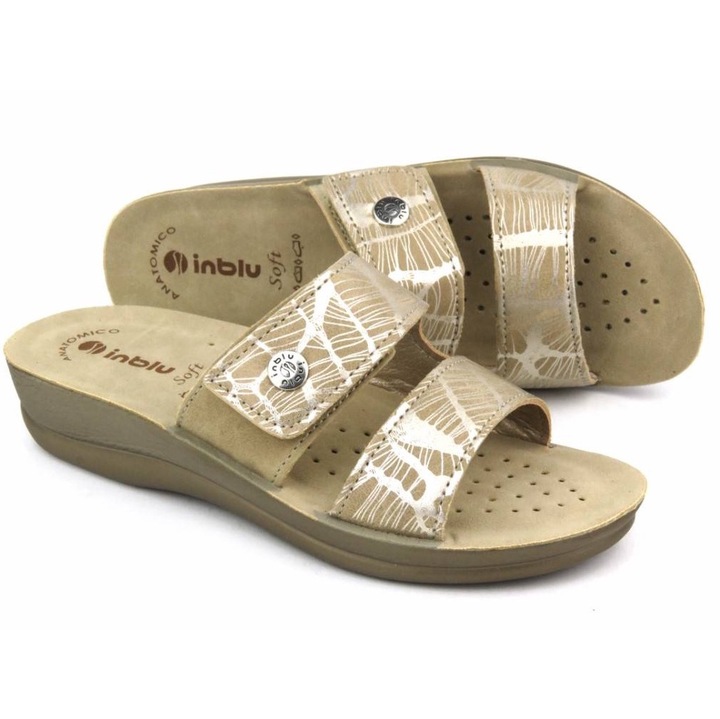 Női papucs, INBLU, VR-60, kényelmes, arany, eco-bőr