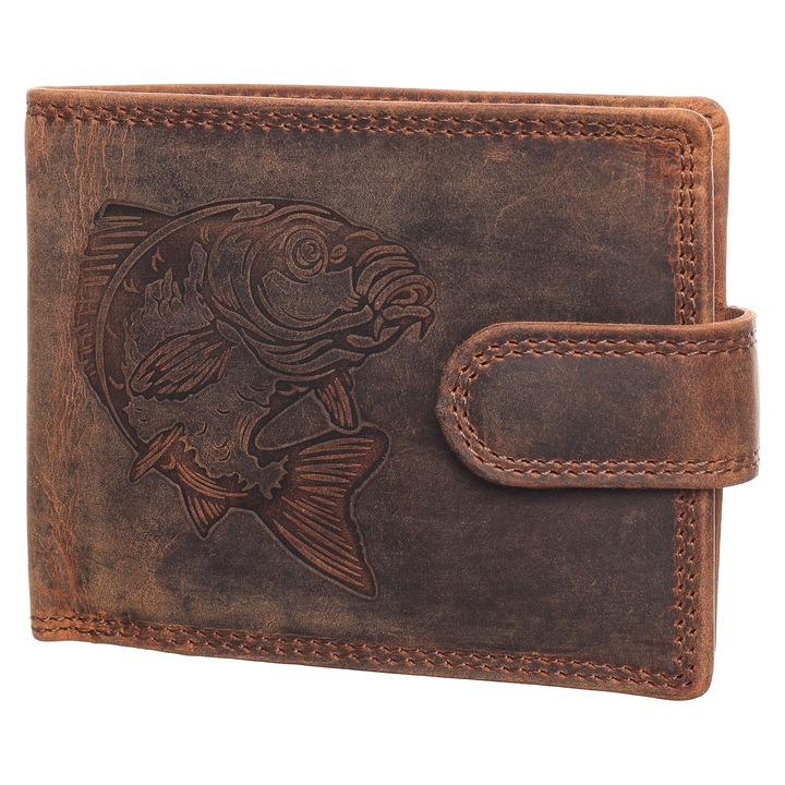Мъжки портфейл, Berledor, кафяв, кожа, 12 х 9, 5 х 3 см, 1600L-Carp1
