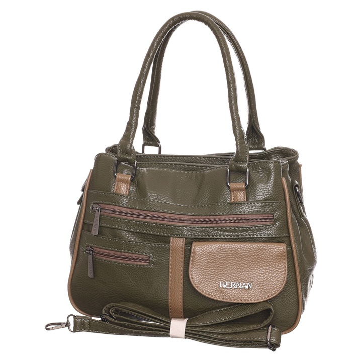 Дамска чанта Hernan Bag - 439777, Зелен, 32 x 23 x 13 cm