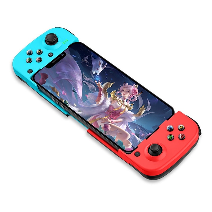 Безжичен геймпад JESWO, син/червен, съвместим с Android/iPhone, PC, Nintendo Switch, Bluetooth 5.0, 15 часа живот на батерията, комплект.