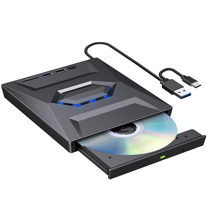 Külső CD/DVD meghajtó laptophoz, TYPE USB 3.0 7-in-1 külső USB