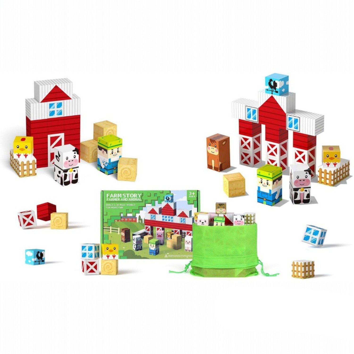 Set constructie 87 piese, Minecraft 4 in 1, tip Lego, Multicolor