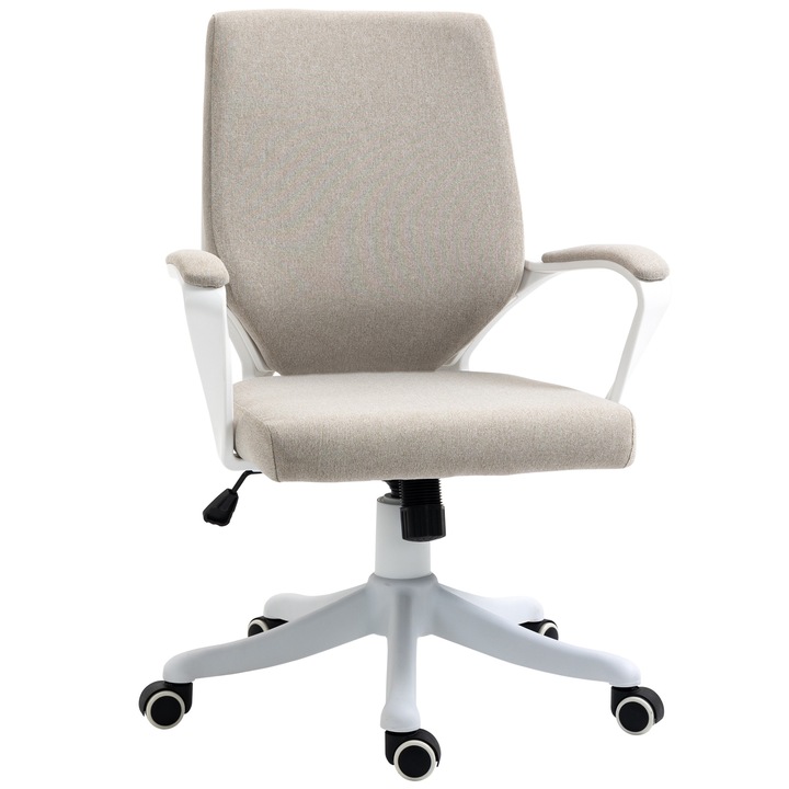 Scaun birou Vinsetto ergonomic, inaltime reglabila, suport lombar, culoare bej, dimensiuni 62x69x92-100cm